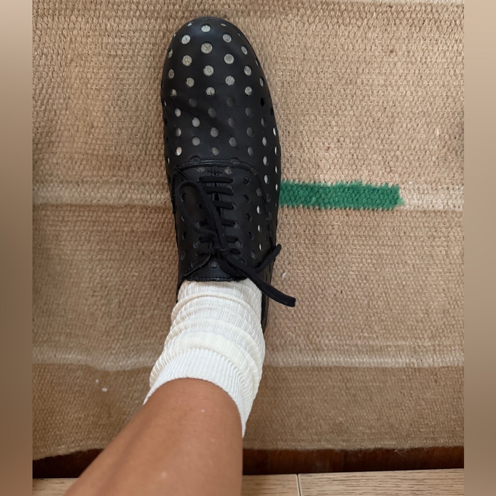 Authentic Comme des Garcons Black and White Polka Dot Flats, Size - 41.5 (no box